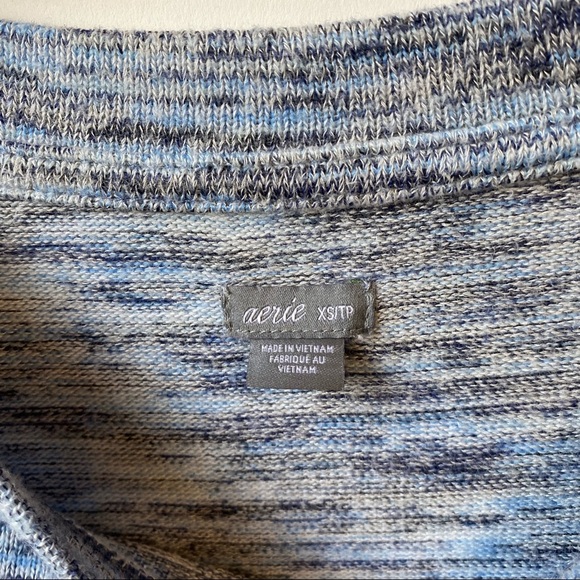 Aerie Knit Top Jersey Pullover Blue Brushed Soft and Cozy Women's Size XS - Picture 3 of 9